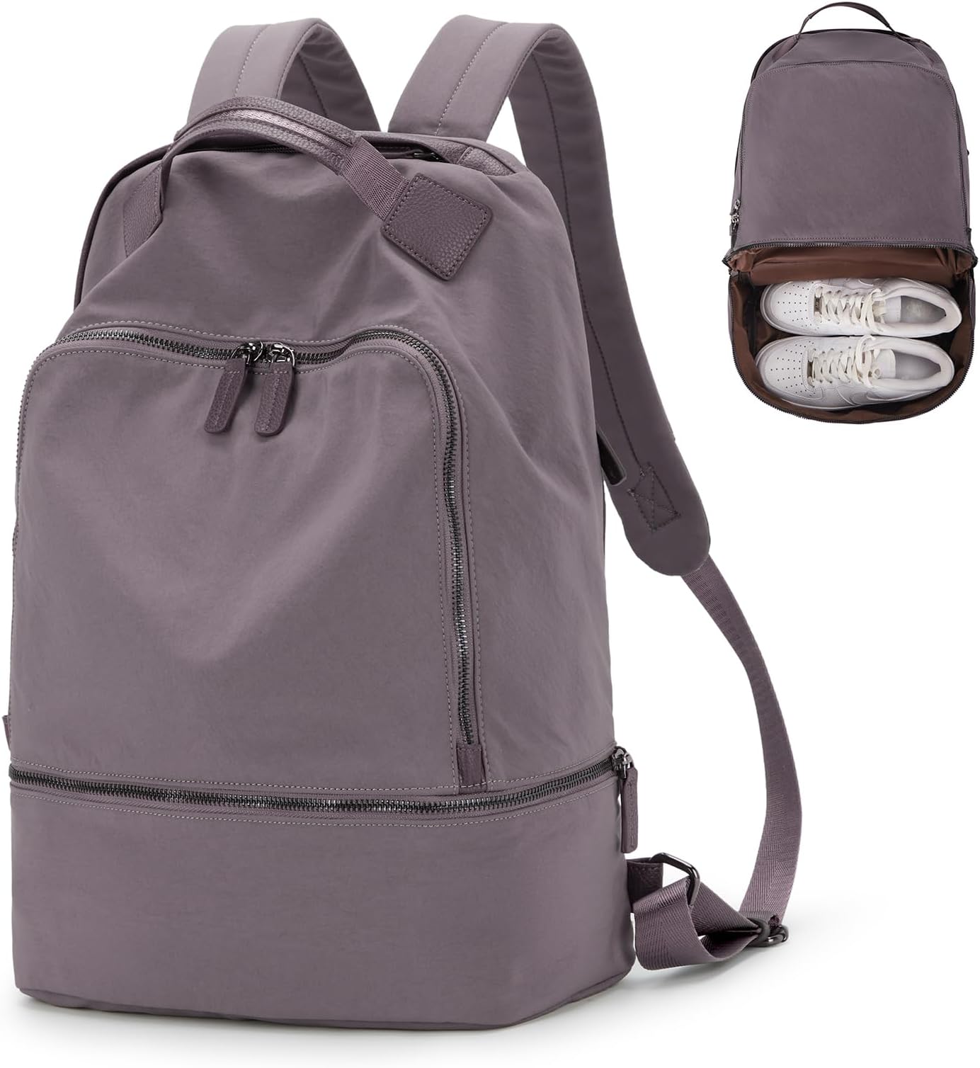 Gym Backpack for Women Waterproof Small Gym Bag With Shoe Compartment Sports Essentials Cheer Backpack with Wet Dry Pocket, Purple…