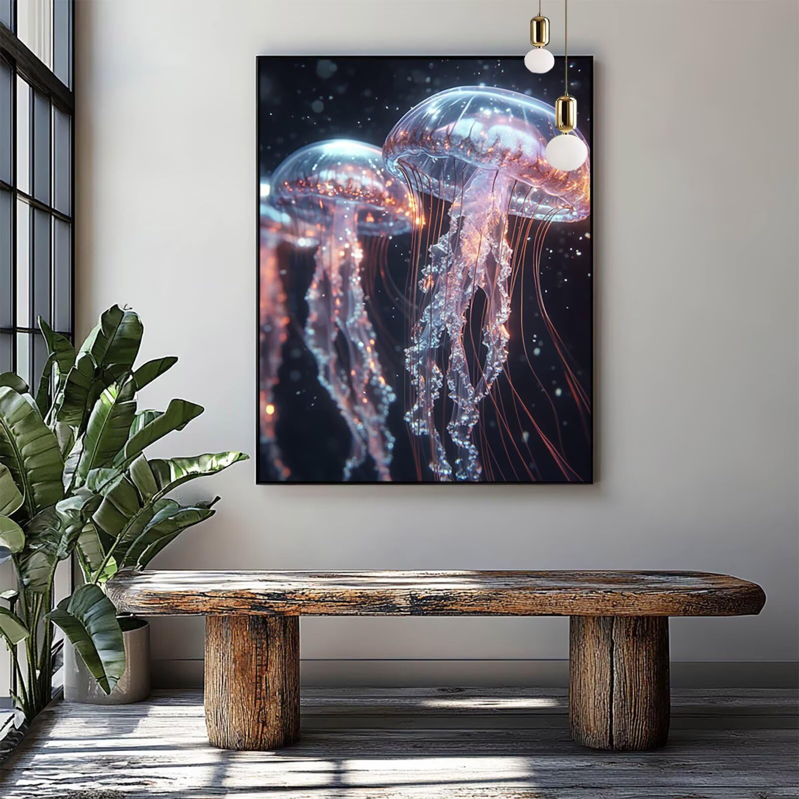 Malowanie numerów dorosłych zwierząt, płótno malarstwo cyfrowe dziecko początkujący meduza, płótno pełny zestaw dla dorosłych 100 x 150 cm z pędzlami i akrylem, DIY Malowanie według numerów do