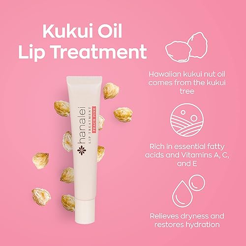 Miniatura 5 de Hanalei Exfoliante de labios y tratamiento de labios de azúcar en color rosa durazno  Fabricado con azúcar de caña cruda y aceite de nuez Kukui