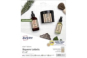 Avery 22808 Kraft Brown Square Labels, 2" x 2"