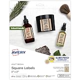 Avery Kraft Brown Square Labels with Sure Feed Technology, 2" x 2", Print to the Edge, Laser/Inkjet Printable Labels, 300 Total (22846) – view 1
