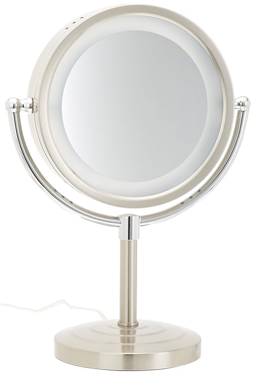 Jerdon Lighted Tabletop Makeup Mirror Halo Lighted