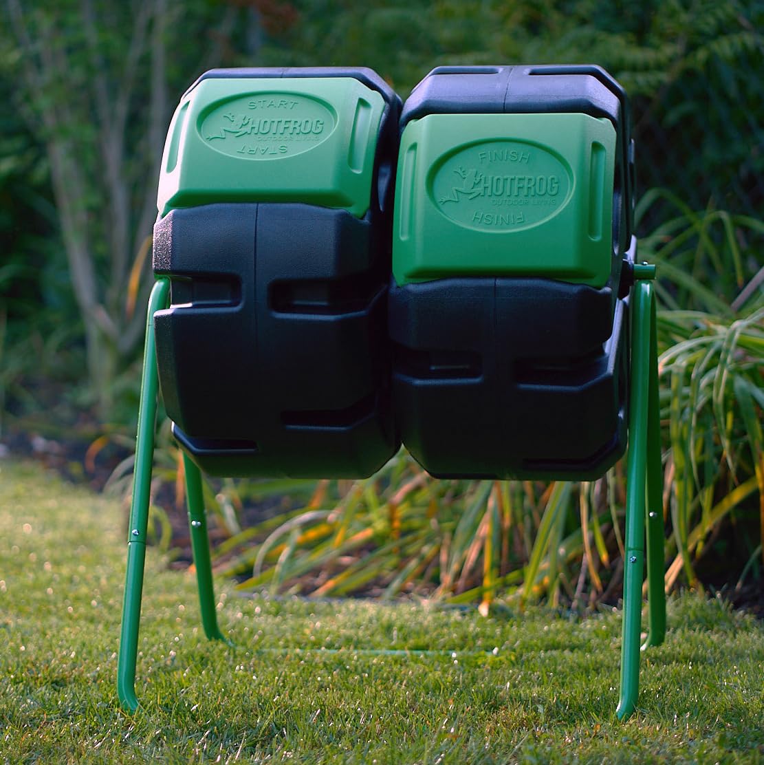 Segawe 37Gal Dual Chamber Rotating Compost Tumbler – 360° Outdoor Composter Bin