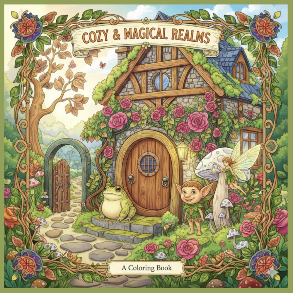 Cozy and Magical Realms: A Coloring Book