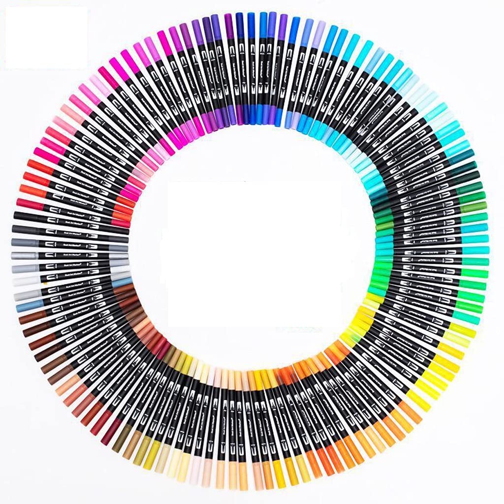 Juego de 100 rotuladores coloridos de doble punta para niños, juego de arte para estudiantes, álbumes de recortes, calendarios, diarios