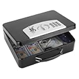 KYODOLED Safe Box with Digital Keypad Lock, Lock Box with Code for Personal Items, Metal Security Box for Cash, Passport, Jewelry, Ideal for Home, Office, Garage Sale, 11.8'' x 9.4'' x 3.5'', Black