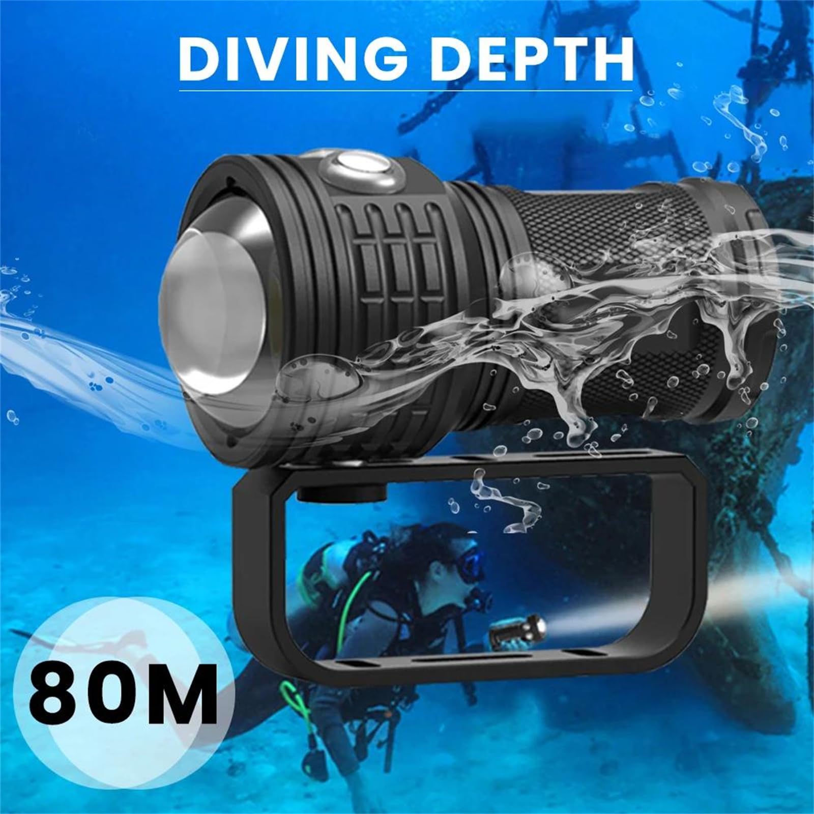 Luce Subacquea, Luce Fotografica Subacquea Professionale 10000LM 50W COB Lampada Perline Torcia Elettrica IPX8 Immersione Impermeabile per Sport Sottomarini Professionali