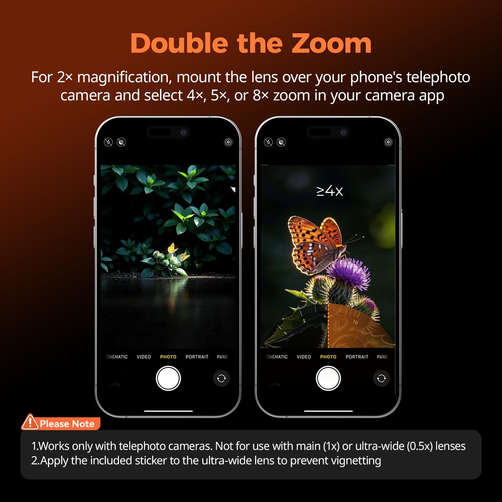 SMALLRIG Teleobiektyw 2 x do iPhone 17/16/15 Pro Max, 2x powiększenie obiektyw HD z uchwytem T-Mount do etui na telefon komórkowy, kompatybilny ze smartfonami 4x/5x/8x telekamera - 5920