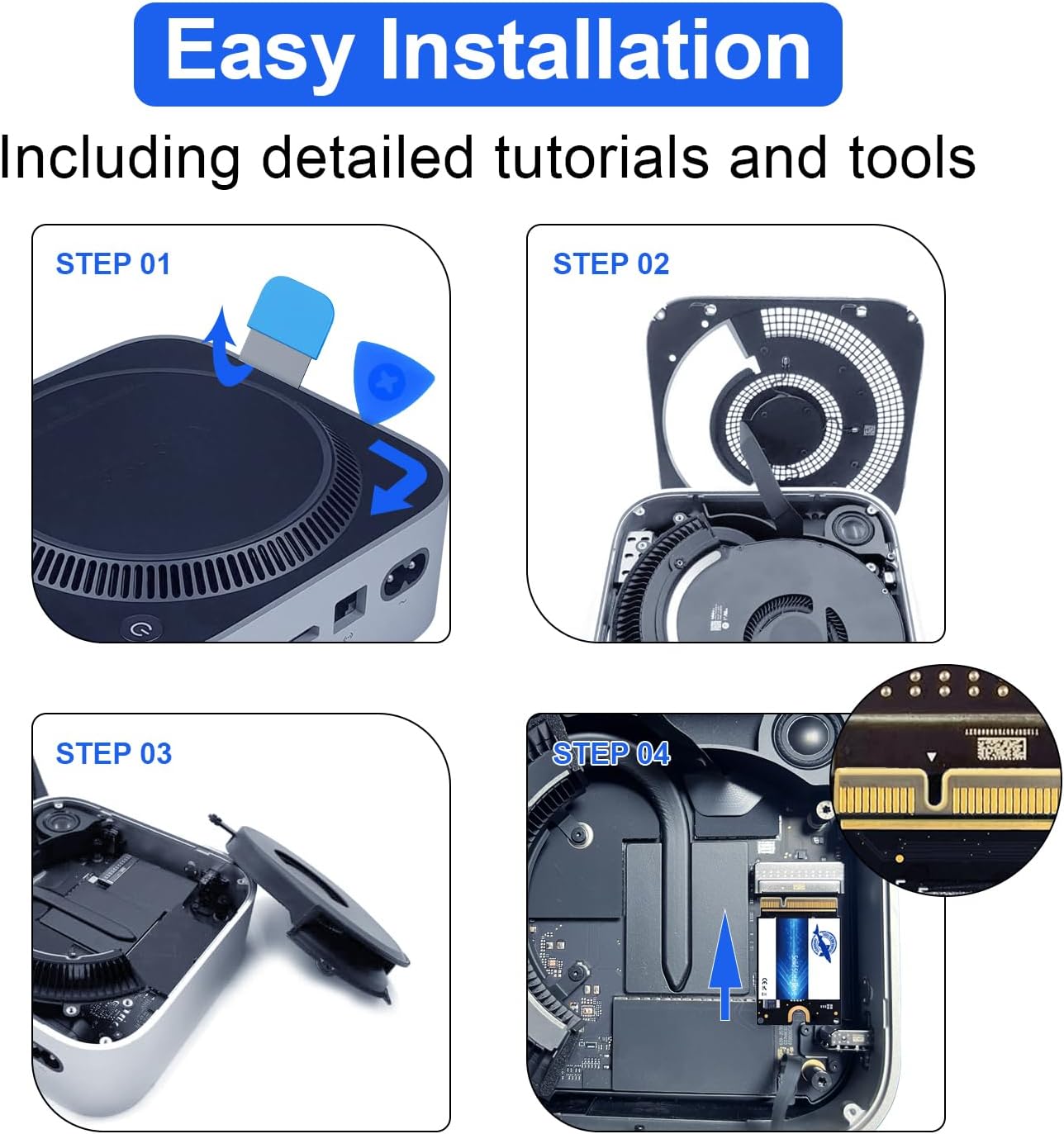 Dogfish 2TB SSD for Mac mini M4 Internal Solid State Drive Speeds Up to 3300MB/s Expansion Hard Disk Upgrade Storage Replacement