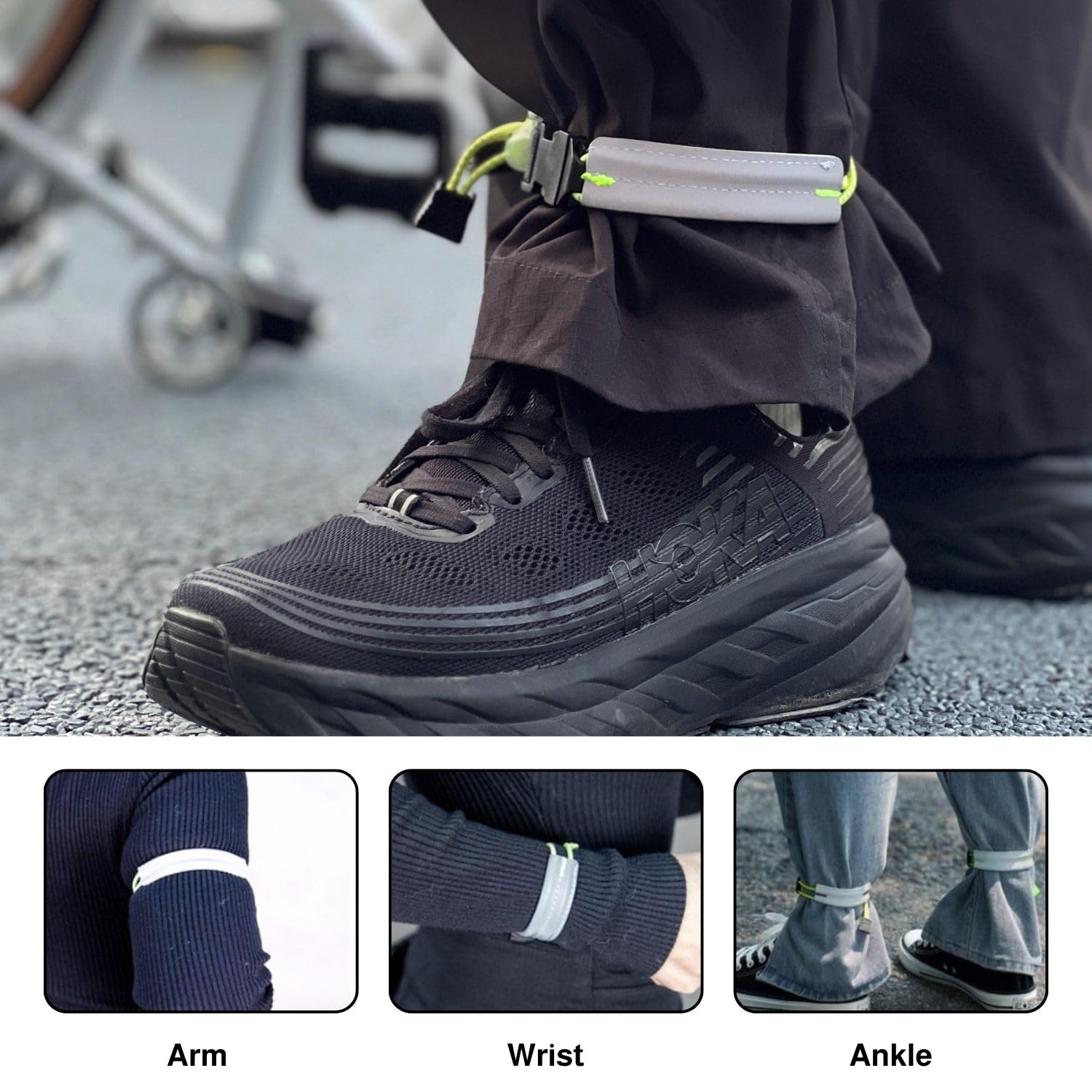 Fascia Riflettente per Pantaloni da Ciclista, Fermaglio Elastico per Fissare Le Gambe dei Pantaloni in Bici, Fascia Comoda per Uso Quotidiano e all’Aperto, Set da 2