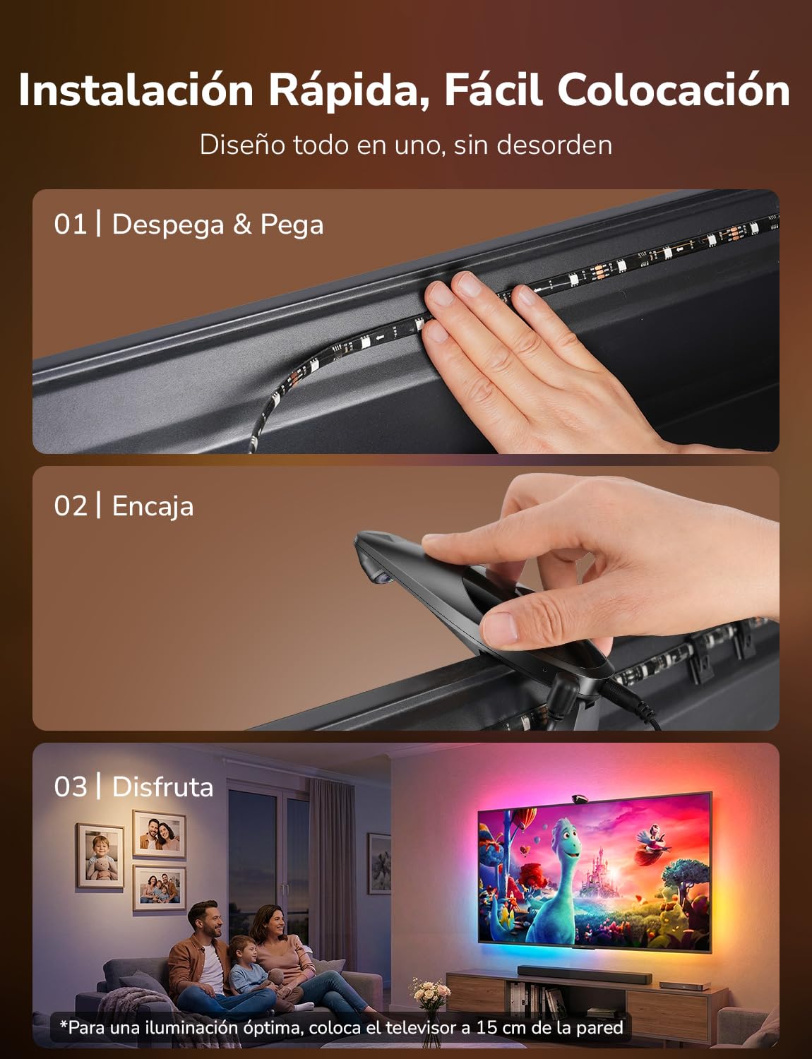 Lepro STV1 AI Tira LED TV Backlight con Cámara,3.6m para TVs 55-65 Pulgadas | Sincronización Pantalla y Música, Funcion con Alexa/Google Home, Retroiluminación RGB+IC para Juego, Películas, Adaptador