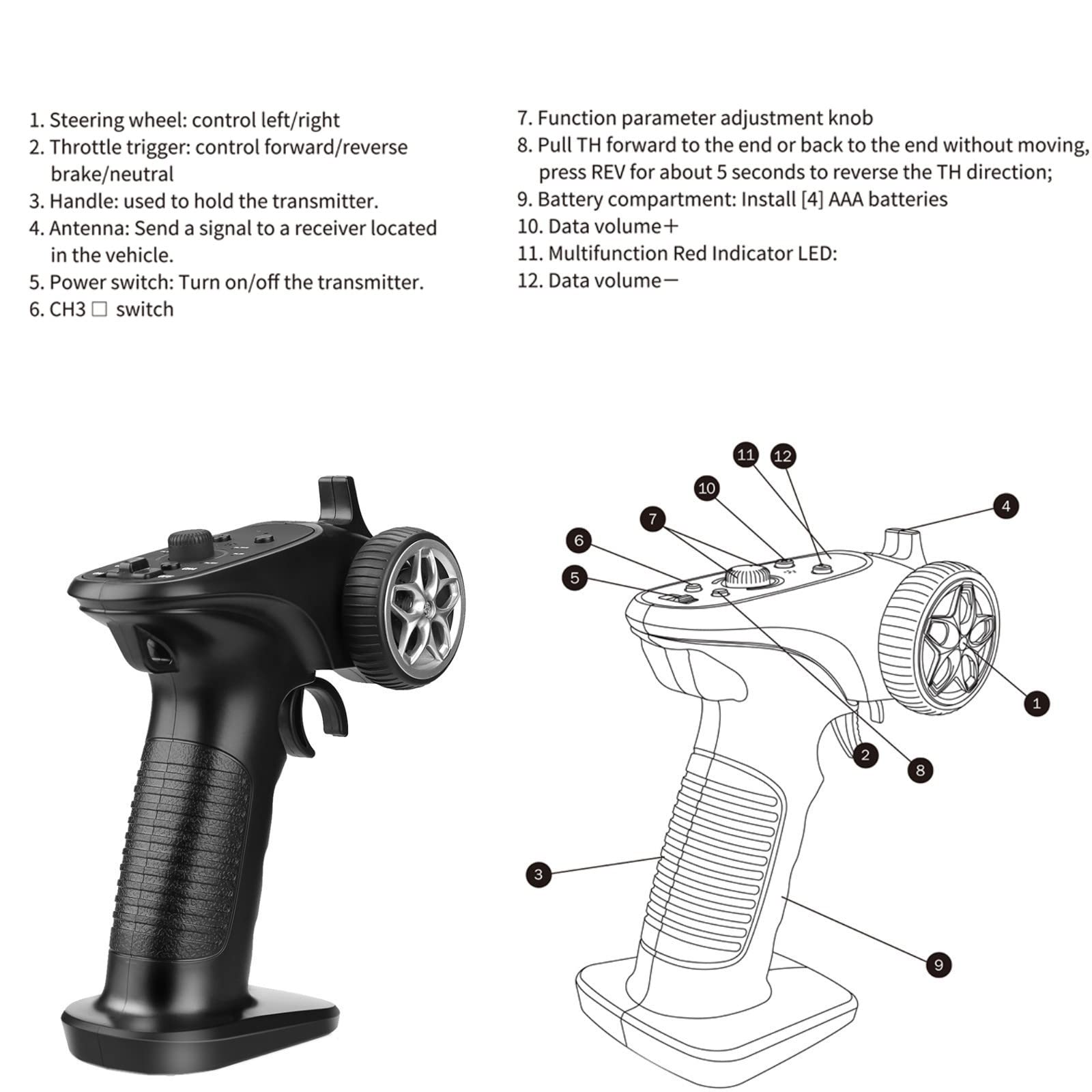 4H-TX 4 canaux 2,4 GHz Système radio RC émetteur récepteur pour voiture RC bateau chars
