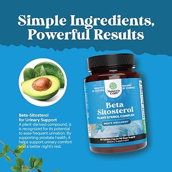 Natures Craft Plant Sterols Complex with Beta Sitosterol - 500mg Beta-Sitosterol Sterols and Stanols Supplement for Prostate Support - Prostate Health Supplement for Men - 90 Count