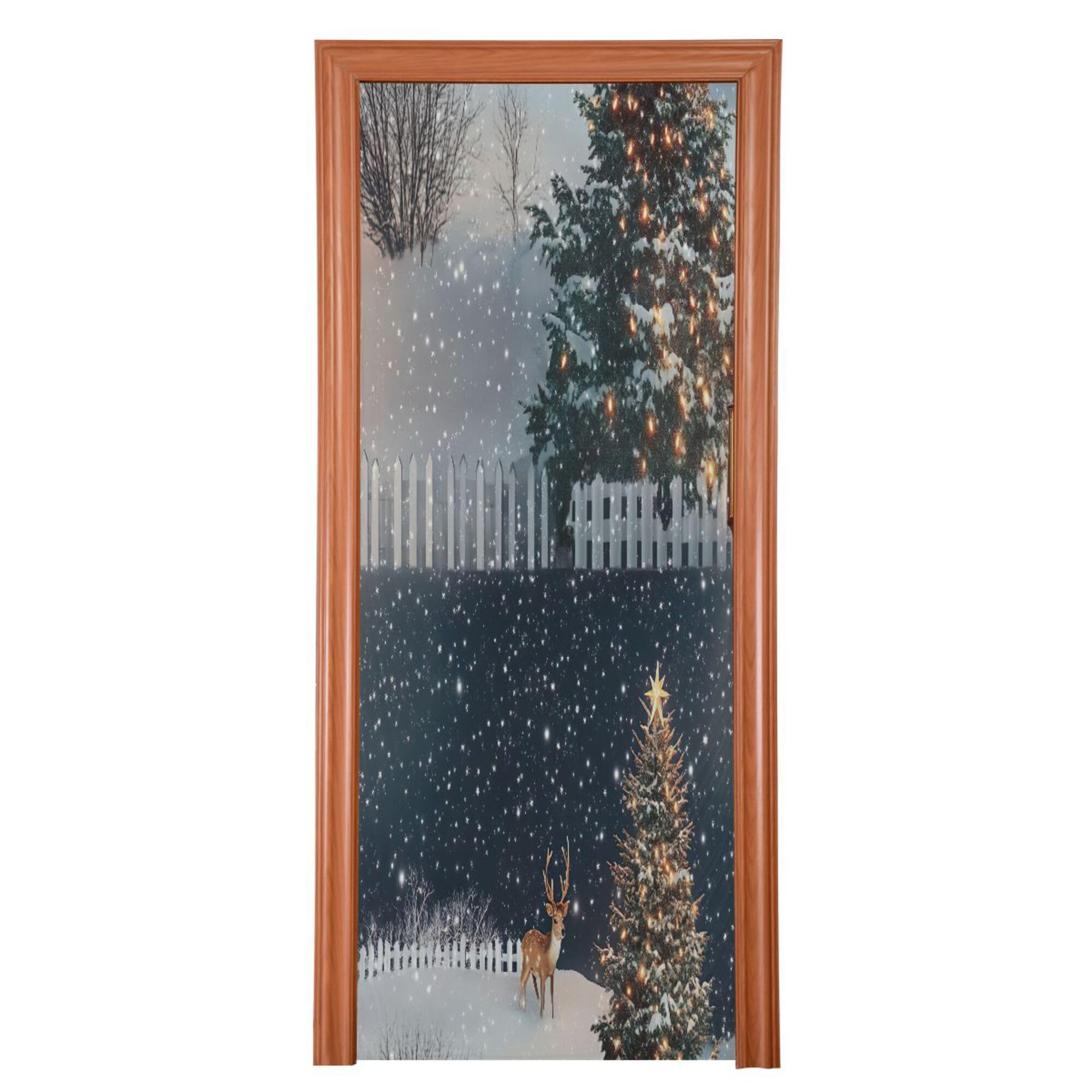 SEHANY Winter Christmas Tree Door Cover Outdoor Decor, High Stretch Fabric Christmas Front Door Cover Christmas Banner Door Cover for Front Door Festive Party Home Decor 36 * 98inch