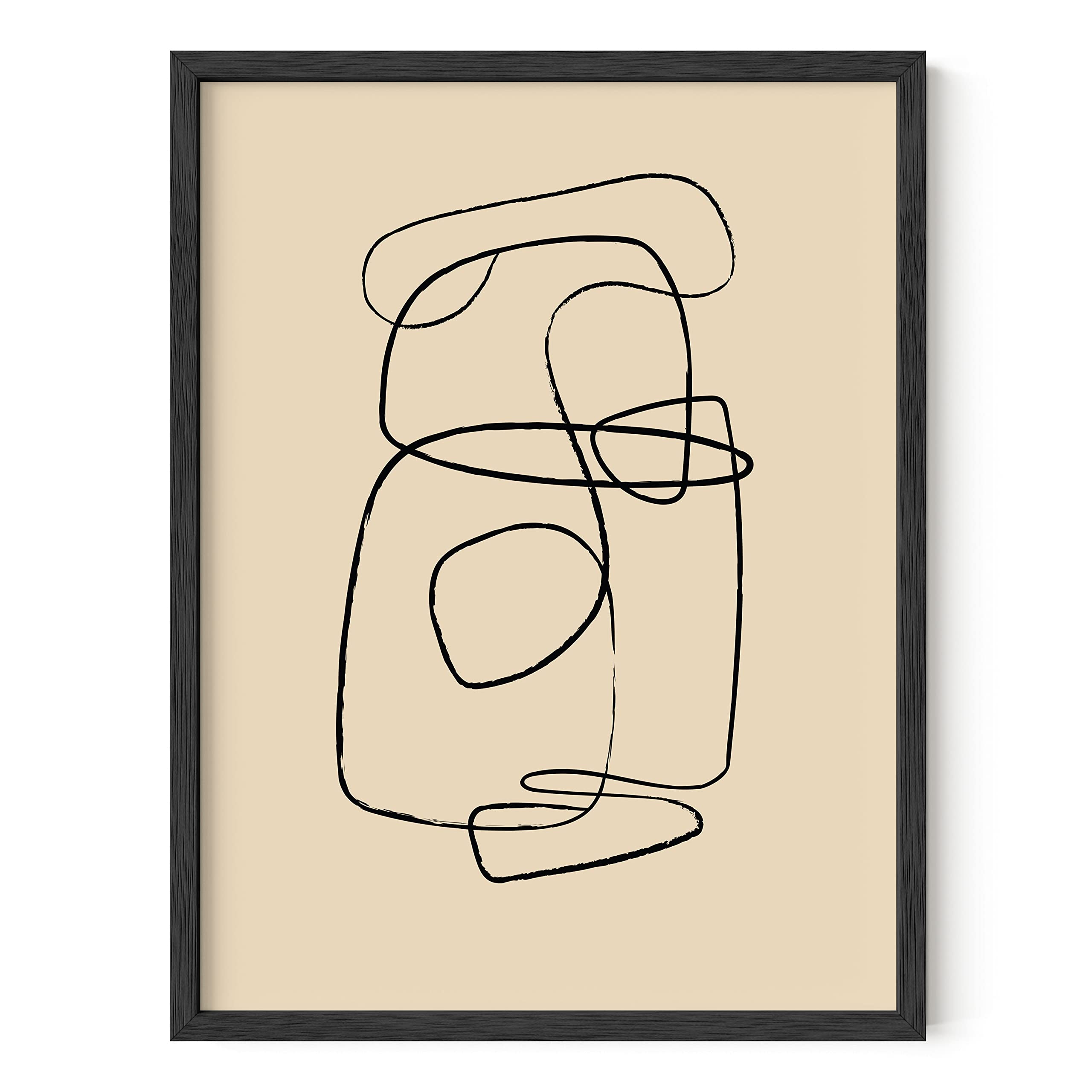 HAUS AND HUESScandinavian Wall Art Circles Line Art, Neutral Wall Art, Minimalist Abstract Art Mid Century for Walls, UNFRAMED 12"X16"