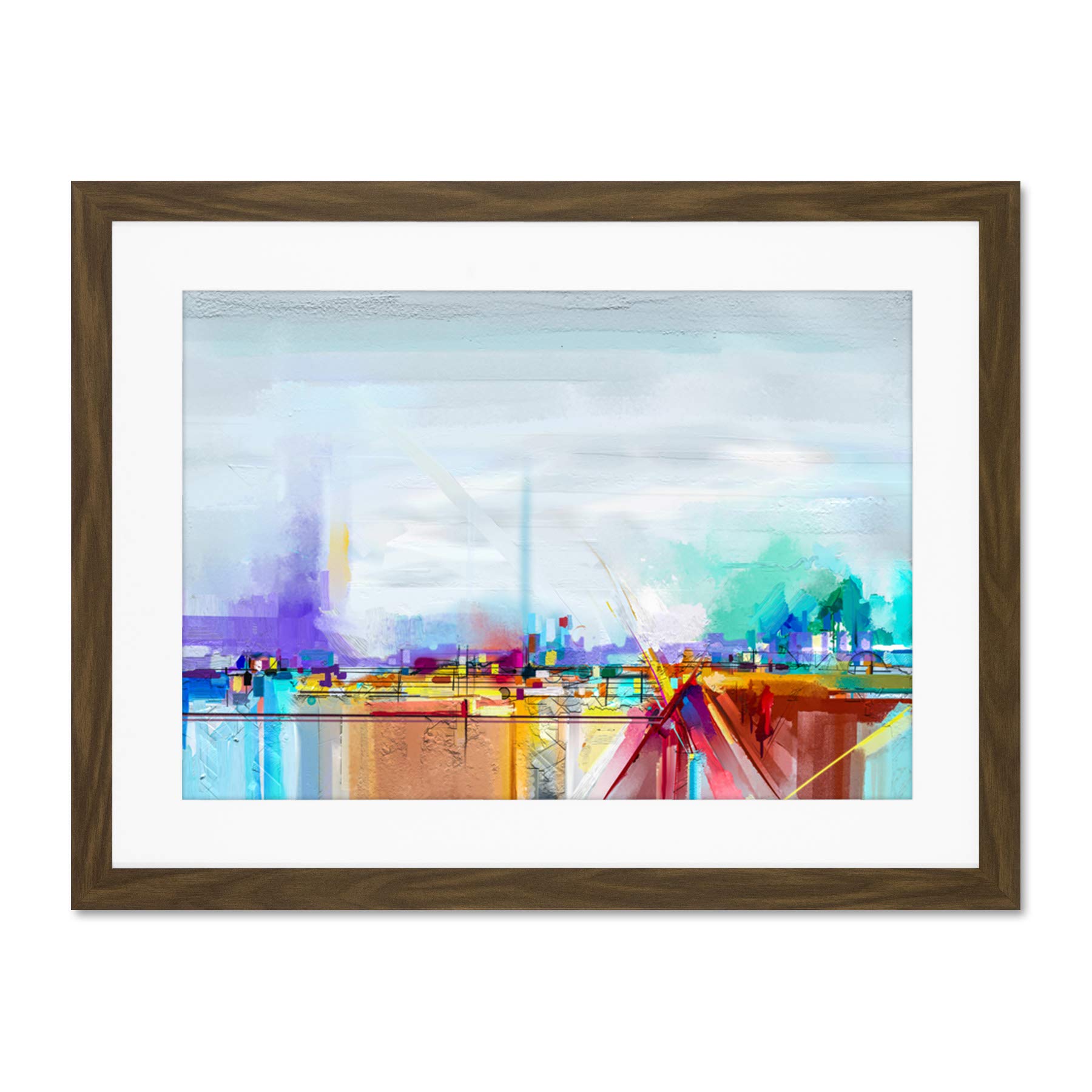 Wee Blue Coo Abstract Contemporary Landscape Large Framed Art Print Wall Poster 18x24 inch