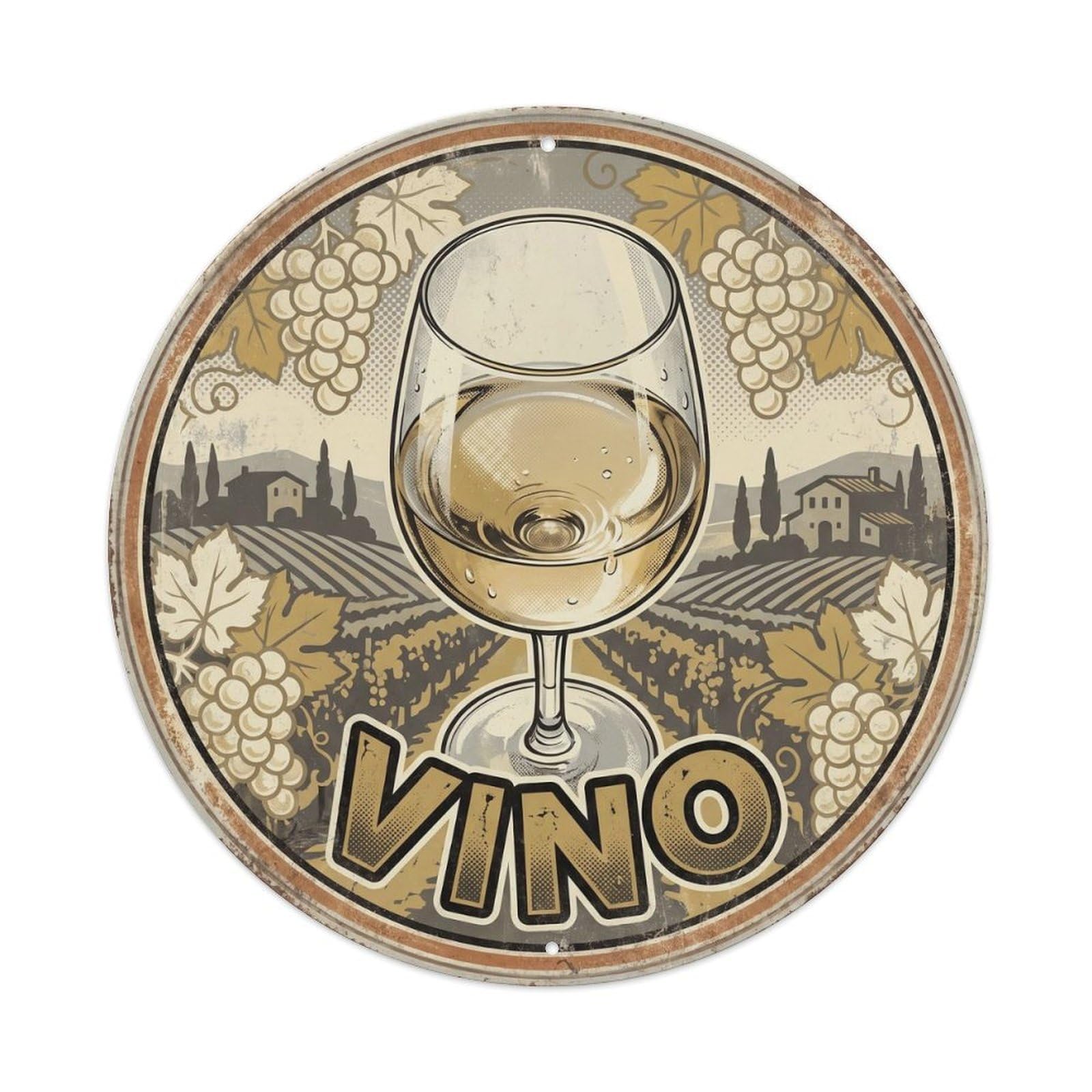 Wine Tasting Culture Italy Travel Retro Illustration Metal Tin Sign