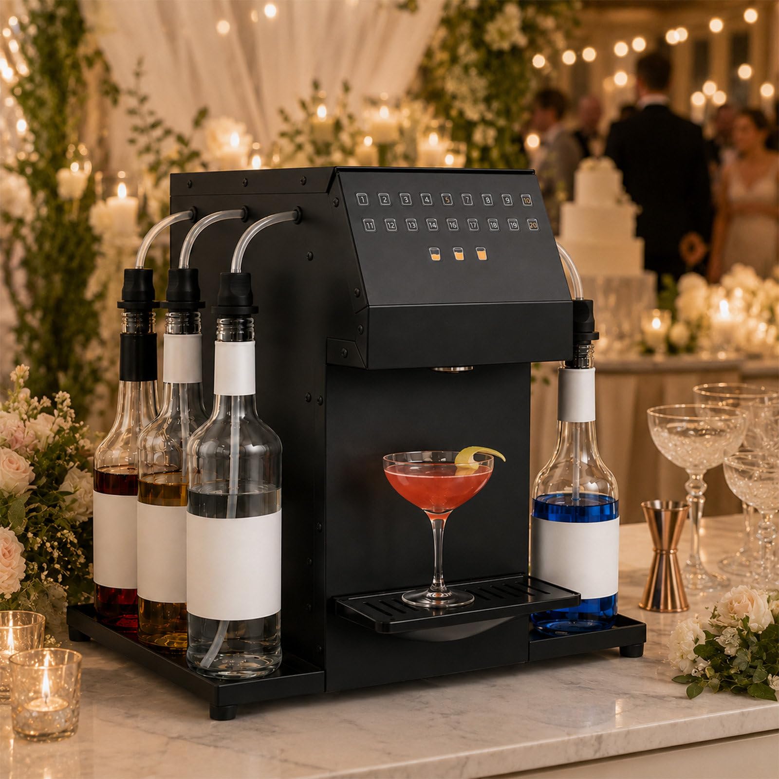 Kit para preparar cócteles en un bar, estación de cócteles profesional automatizada con función de autolimpieza, máquina inteligente para preparar bebidas con capacidad para 6 botellas de licores