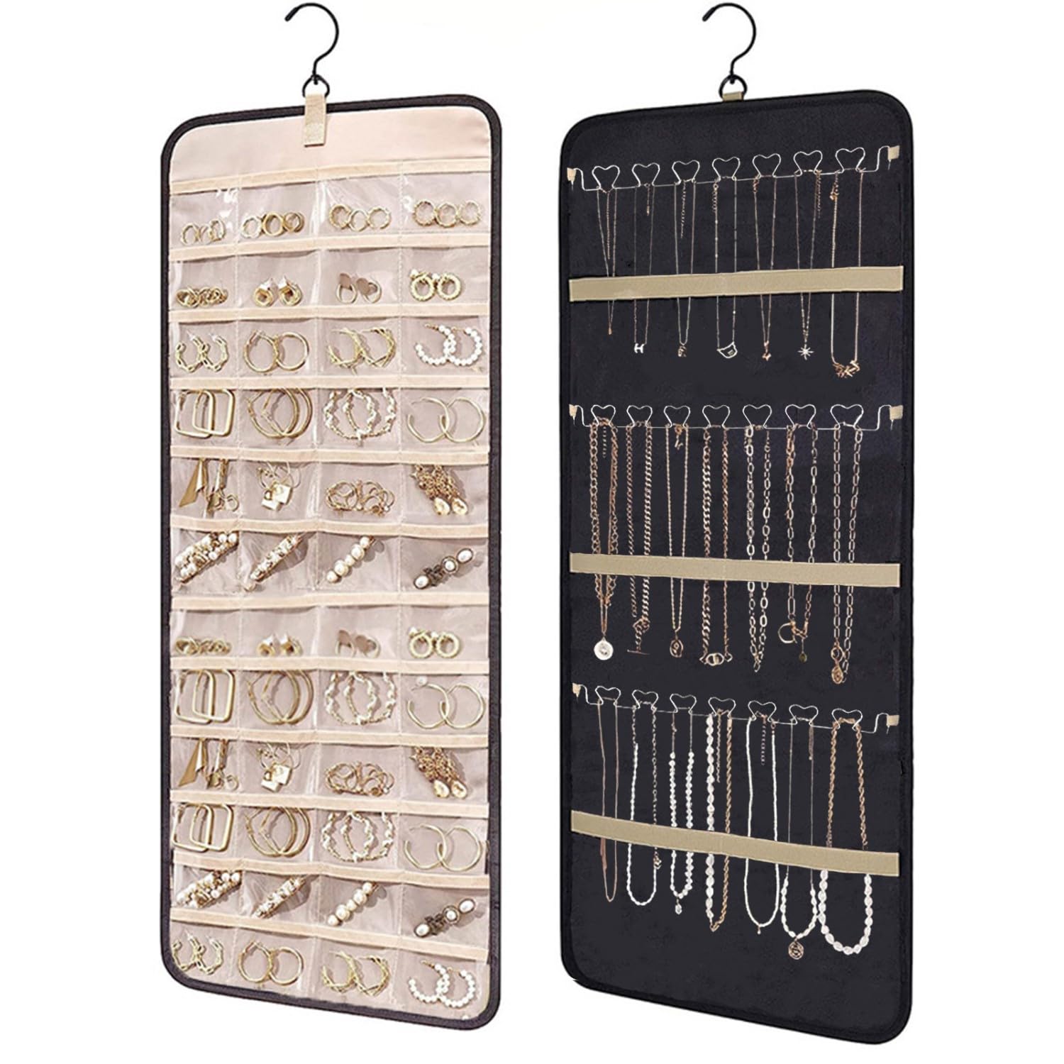 Jewelry Organizer per Armadio, Jewelry Storage Display Stand, Porta Orecchini da Appendere, Appendi Gioielli Donna Muro Porta Collane da Appendere, Appeso Contiene Portagioielli Organizer