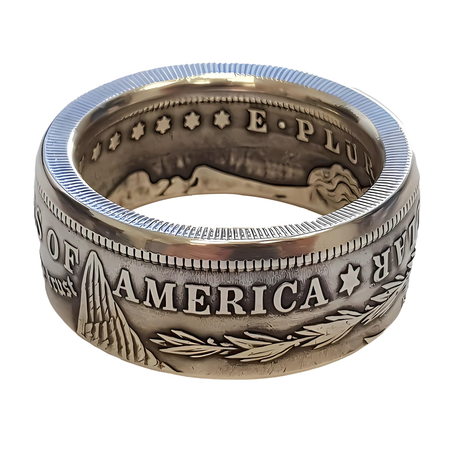 US Morgan Coin Ring Silver Dollar Coin Design Ring United States National Emblem Engraved Signet Rings for Men Women One Dollar Coin Rings Fashion Jewelry