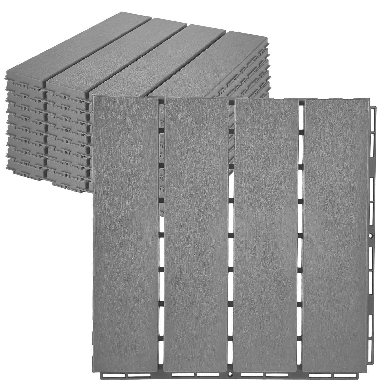 Photo 1 of DLYYPLUS 9 PCS Plastic Interlocking Deck Tiles, 11.6" x 11.6" Patio Flooring Outdoor Waterproof All Weather Use, Decking Tiles for Backyard Balcony Porch Garden