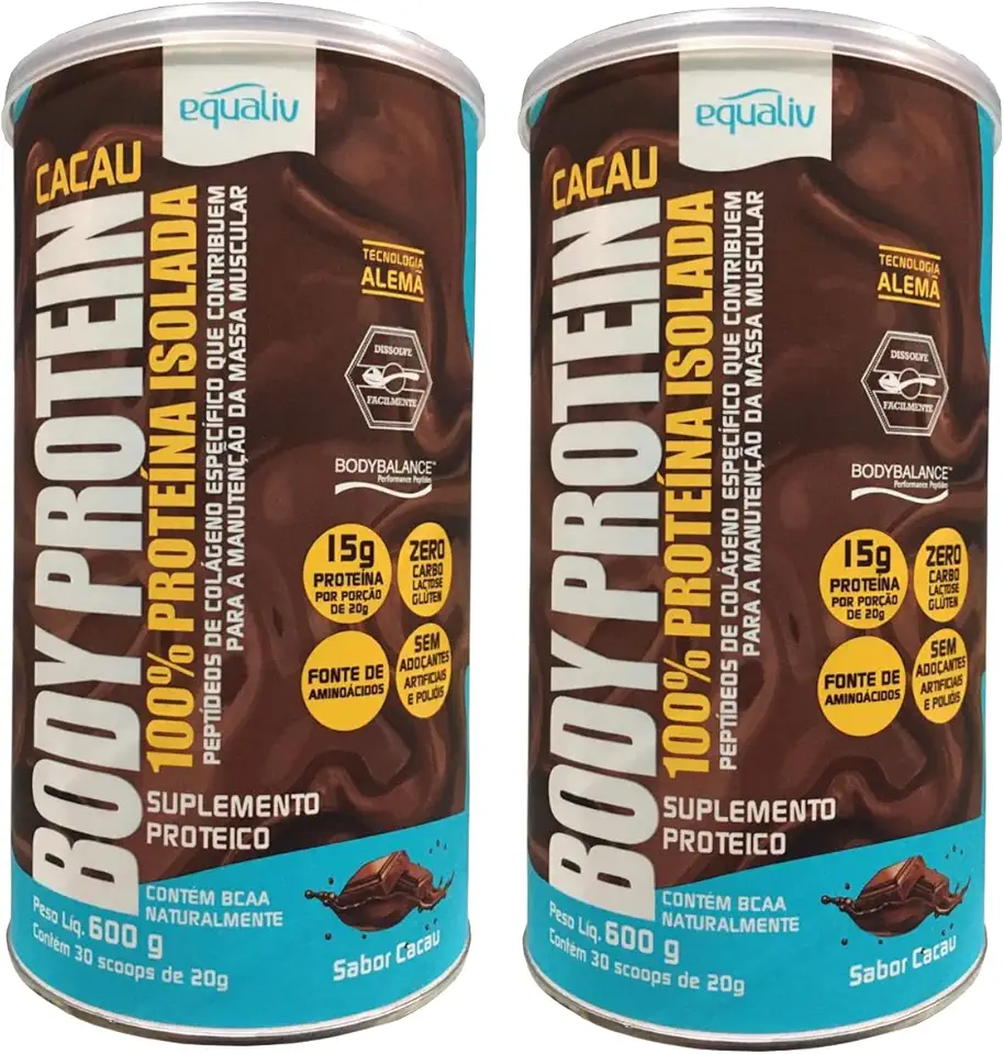 Kit 2 Body Protein Equaliv 600g Cacau
