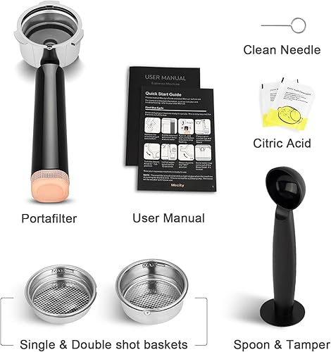 Miniatura 7 de Mecity Máquina de café expreso de 20 bar con espumador de leche, carcasa de acero inoxidable cepillado, depósito de agua de 37 onzas líquidas,