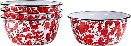 Miniatura 9 de Golden Rabbit Enamelware - Patrón de estrellas y rayas - Juego de 4-3 tazas de ensalada