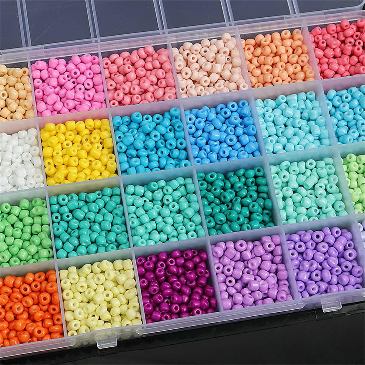 Juego de 24 cuentas de arroz con pintura de color sólido para hacer joyas, pulseras, collares y accesorios, 15 g/cuadrícula, 3/4,0 mm (aproximadamente 1600/12000 unidades - D03, 3600 unidades)