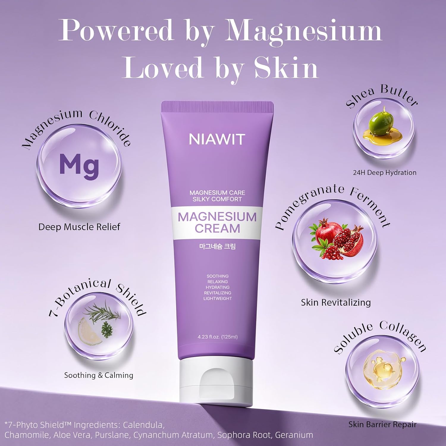 Magnesium Cream for Sleep & Relaxation – Nighttime Topical Magnesium Lotion for Calm Muscles & Stress Relief – Soothing, Skin-Friendly Body Butter for Legs, Feet & Arms 4.23 Fl.oz