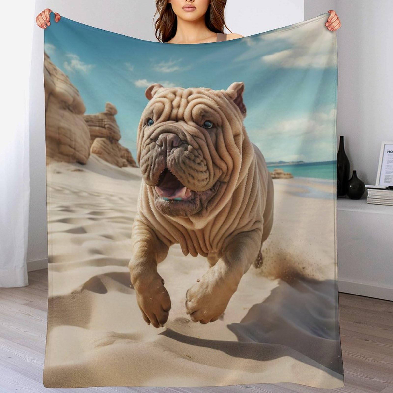 Couverture flanelle chien mignon contre le froid plaid chaud confortable 140x180