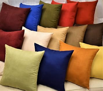 MoonRest Pack of 2- Suede Square Decorative Throw Pillow Covers Sofa sham Solid Colors Couch Cushion Pillowcases 16 x 16 Cool Black