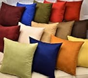 Pack of 2- Suede Square Decorative Throw Pillow Covers Sofa sham Solid Colors Couch Cushion Pillowcases (16 x 16 Cool Black)