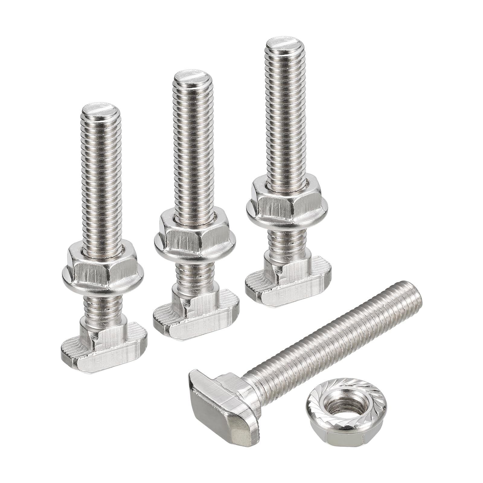 QUARKZMAN M8*50 Conjunto de Tornillos de Cabeza de Martillo, 40pcs Perno de Caída en Ranura en T Deslizantes T-Nut con 40pcs Tuercas Hexagonales de Brida para Serie 40 Aluminio Perfil