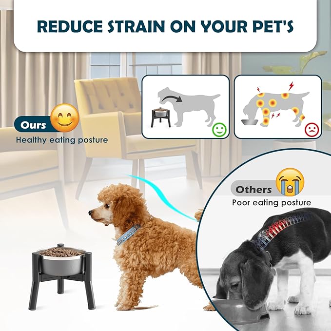 Soporte Elevado Ajustable para Comedero de Perro Metal miniatura 2