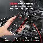 Acmount P100 6000A Booster Pack, 12V Portable Jump Starter for Car Battery for 12.0L Gas & 10.0L Diesel Engines, Multifunctional Power Pack with LED Flashlight, Safety Hammer & Compass