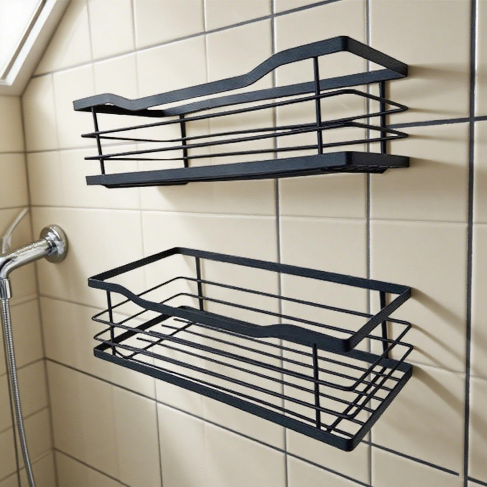 Juego de estantes adhesivos de pared para almacenamiento de baño y cocina, organiza jabón, toallas y accesorios en la decoración de ducha, hogar o hotel