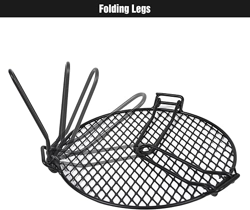 Miniatura 5 de REDCAMP Parrilla plegable para fogata para fogata individual, trípode portátil de hierro con parrilla de acero para hoguera, horno holandés,