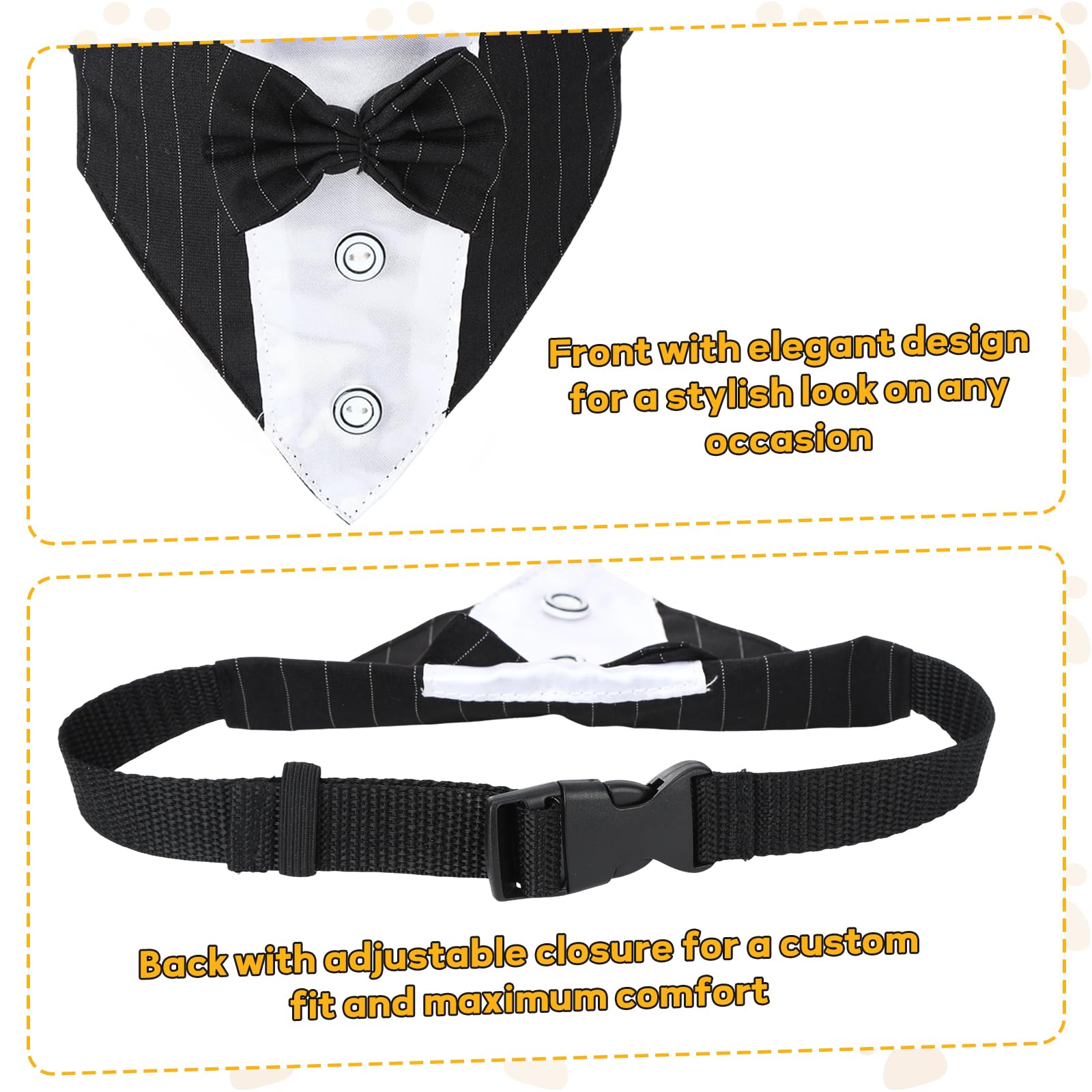 2 Stück Schwarz Hundekleidung Set mit Beret Hundemütze und Verstellbarer Hundefliege formelles Haustieraccessoire Hundoutfit für Hochzeit Party Geburtstag Alltag Haustierkleid