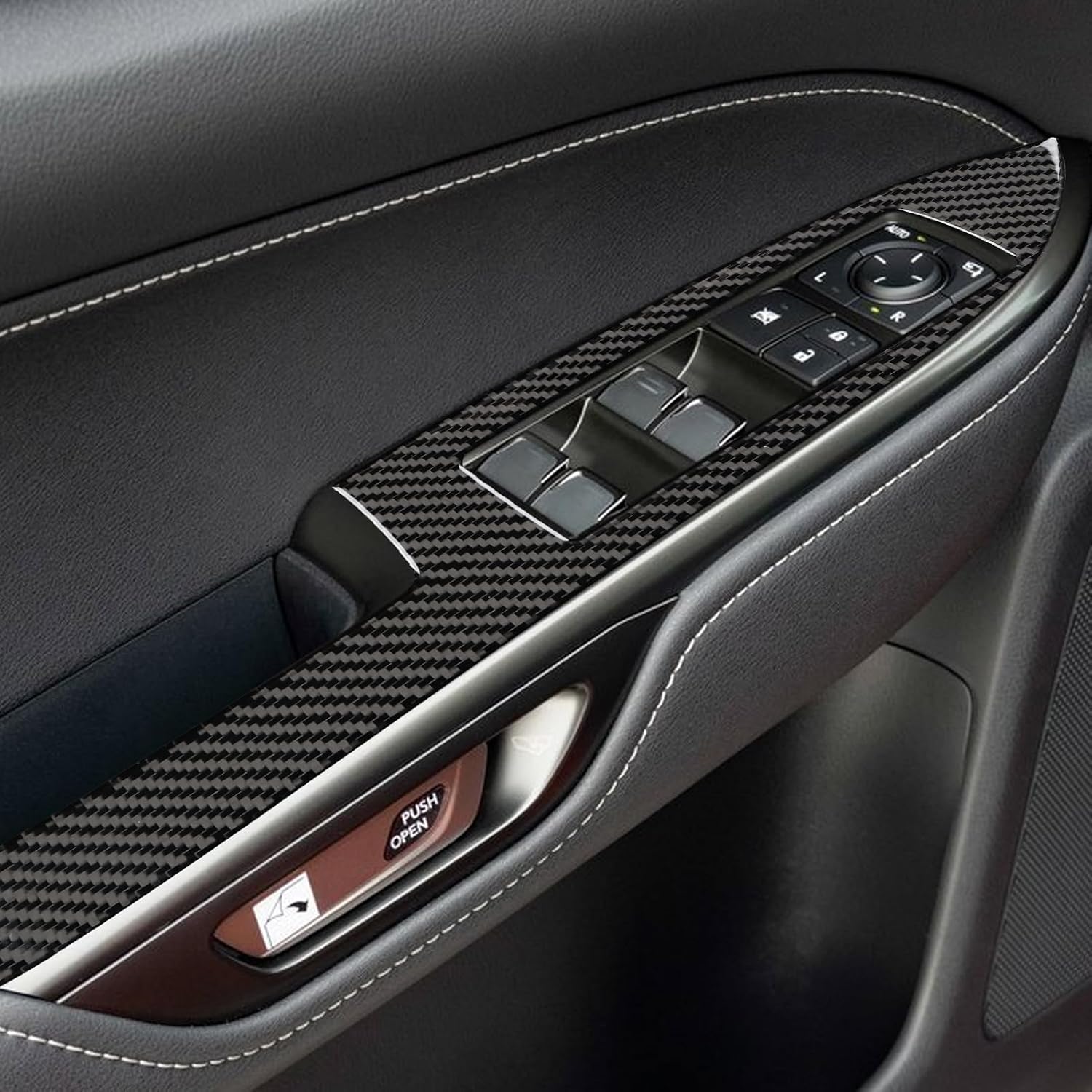 4pcs Car Window Lifting Swith Panel Sticker Real Quality Carbon Fiber Trim Compatible with Lexus NX 250 350 350h 450h+ 2022-2026 2023 2024 2025 Decor Interior Accessories Decal Black