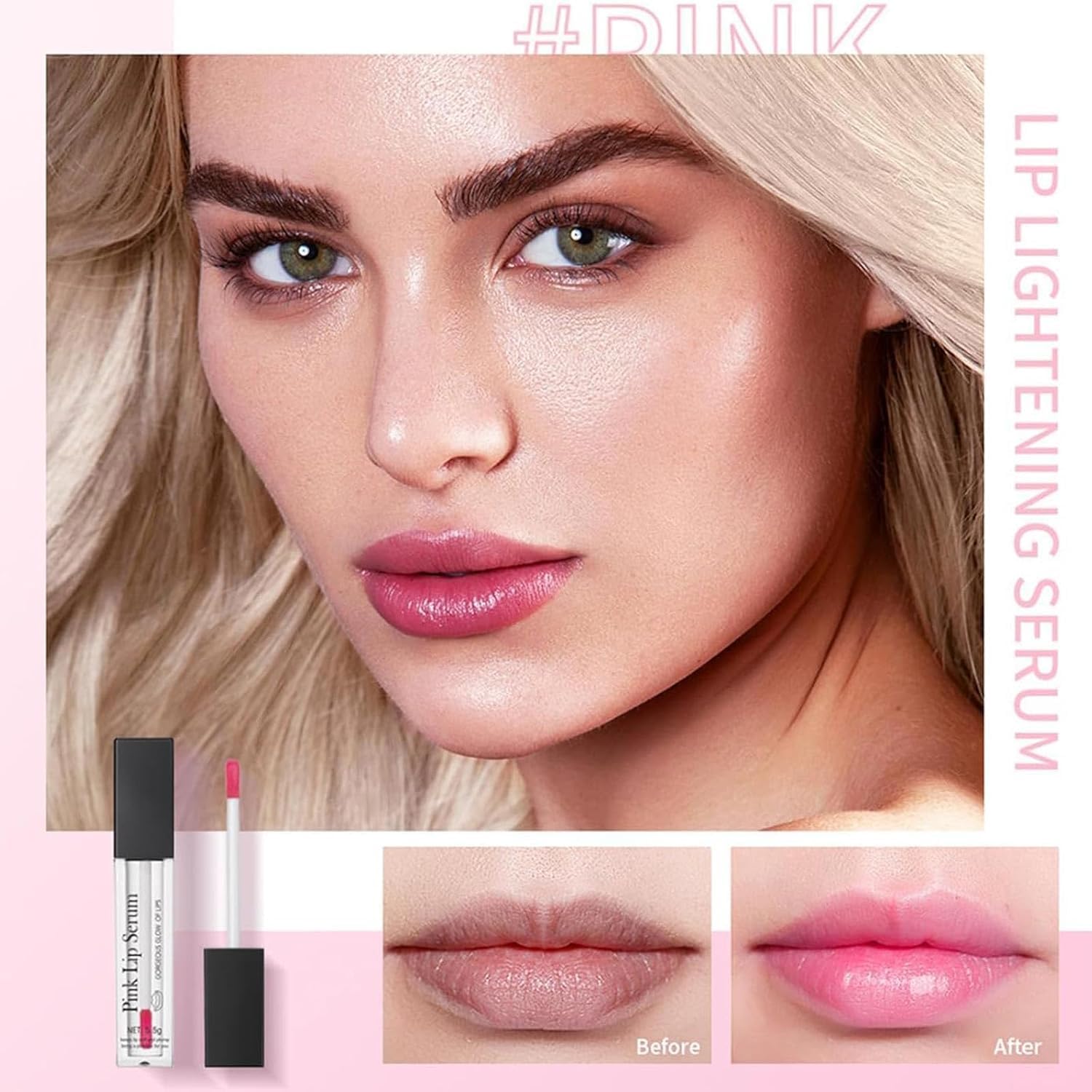 2PCS Pink Lip Serum Plumper, Color Changing Lip Gloss, Pink Lip Serum Plump Gorgeous Glow of Lips, Pink Lip Serum Plumping, Glow Color Changing Lip Oil