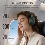 TOZO HT3 Casques d'annulation hybride de bruit, 90H Écouteurs sans fil sur écouteurs Bluetooth Headset, Spatial Audio AI Dialoguez avec 5 Mics, prend en charge la connexion double et USB-C Entrée, avec 32 EQ Modes musicaux