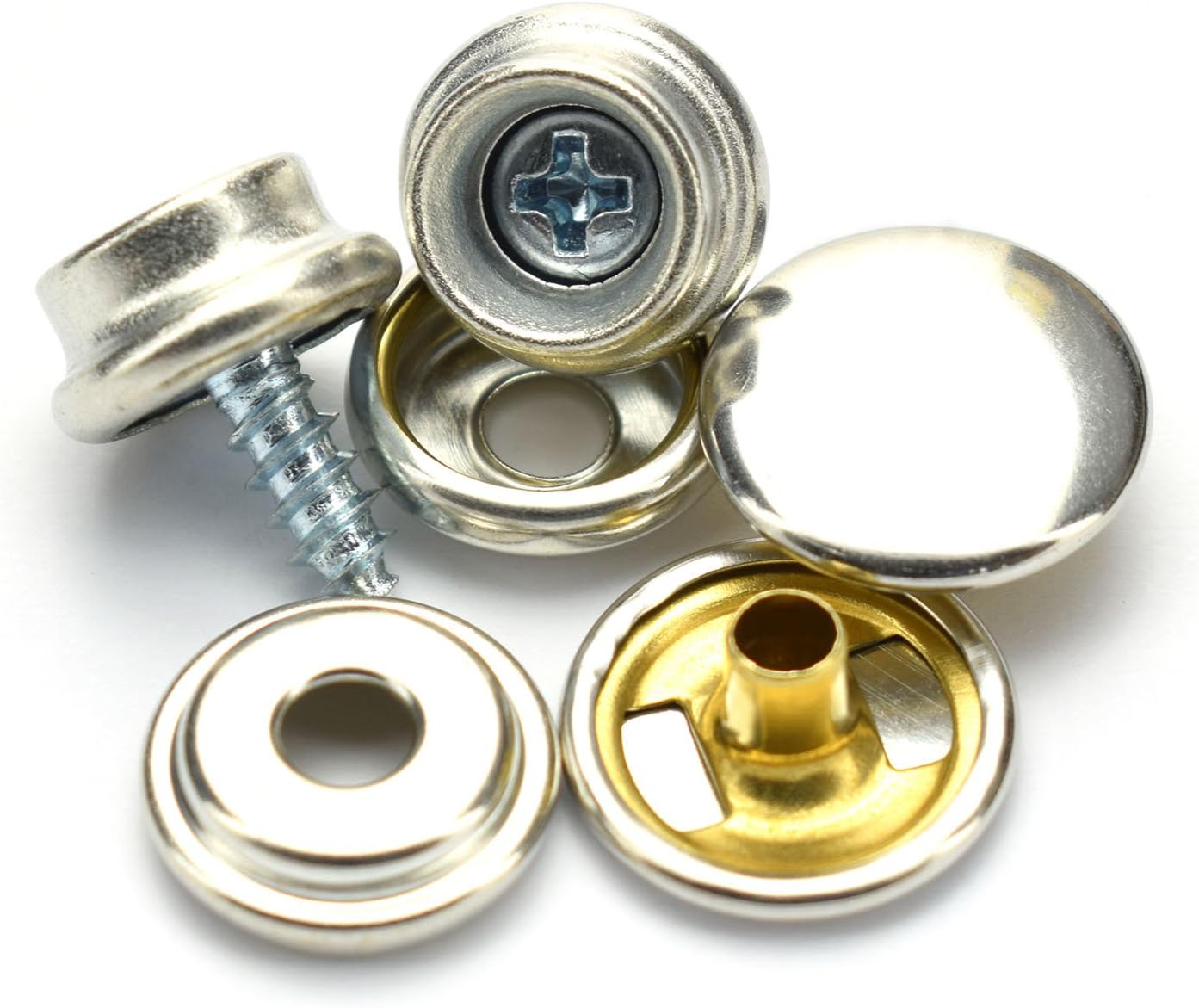 Pro Bamboo Kitchen 25 Set Snap Fastener Set - Brass Snaps, Caps, Sockets, Zinc Plated Screw Studs Boat Cover Press Snap Fastener Screw 3/8 Inches Snap Button Screw 10mm