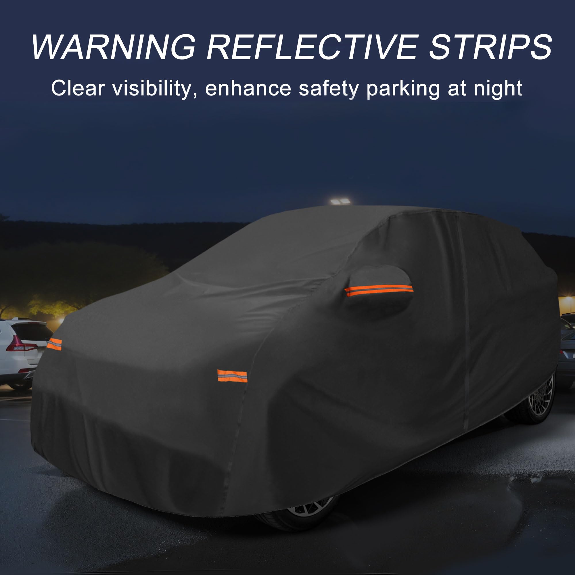 X AUTOHAUX Car Cover Outdoor Waterproof Sun Rain Snow Hail Protection with Left Side Door Zipper 210D-PU for — view 5