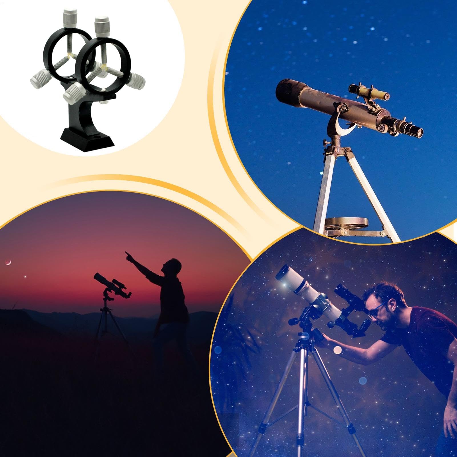 Finder Scope - Soporte de aleación Ajustable, Base de Montaje portátil, fácil instalación, Accesorios para telescopio astronómico