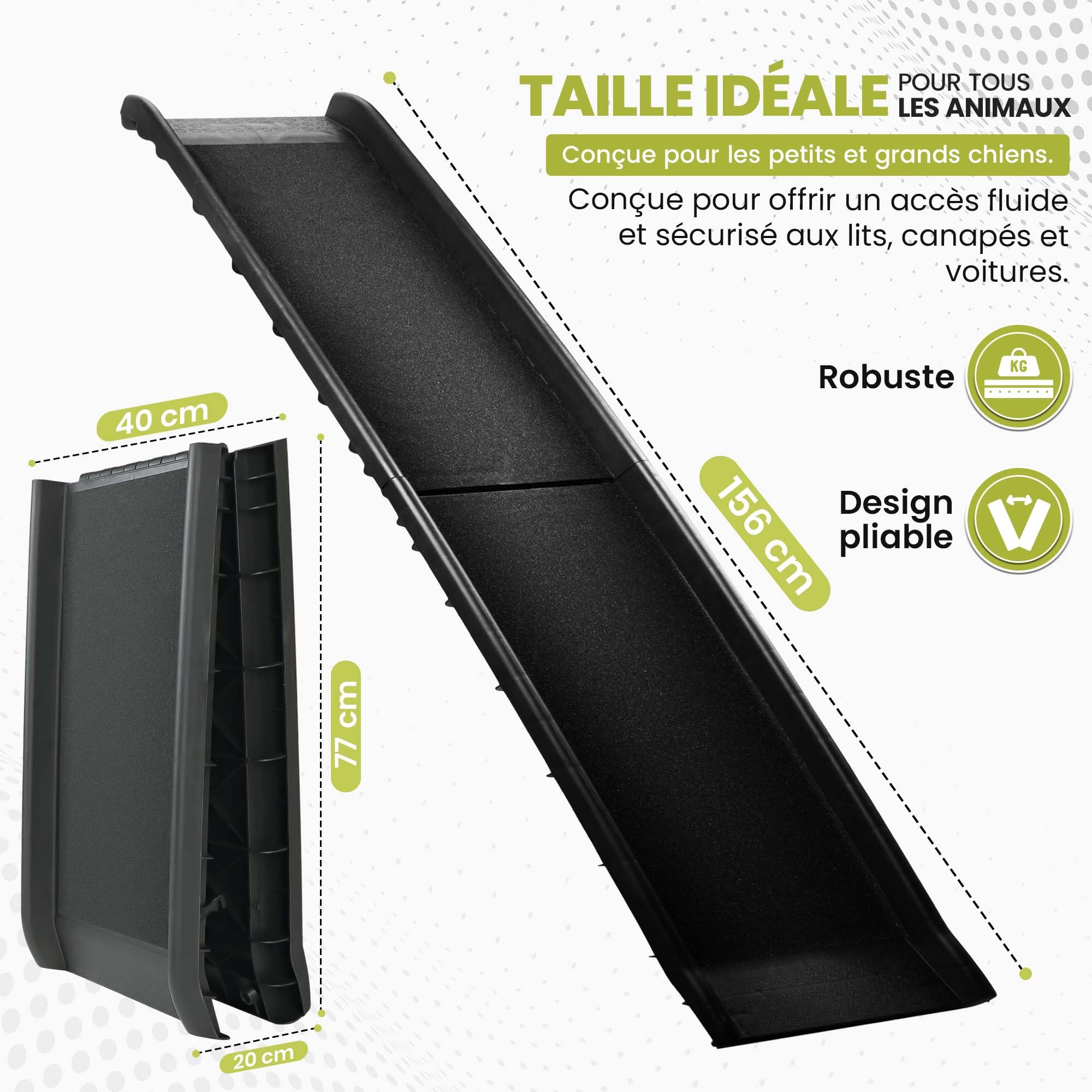all Pets United® Rampe pour Chien et Chat Pliable Aide à l'entrée dans Le Coffre Escalier pour Animaux domestiques pour Grands et Petits Animaux (Rampe)
