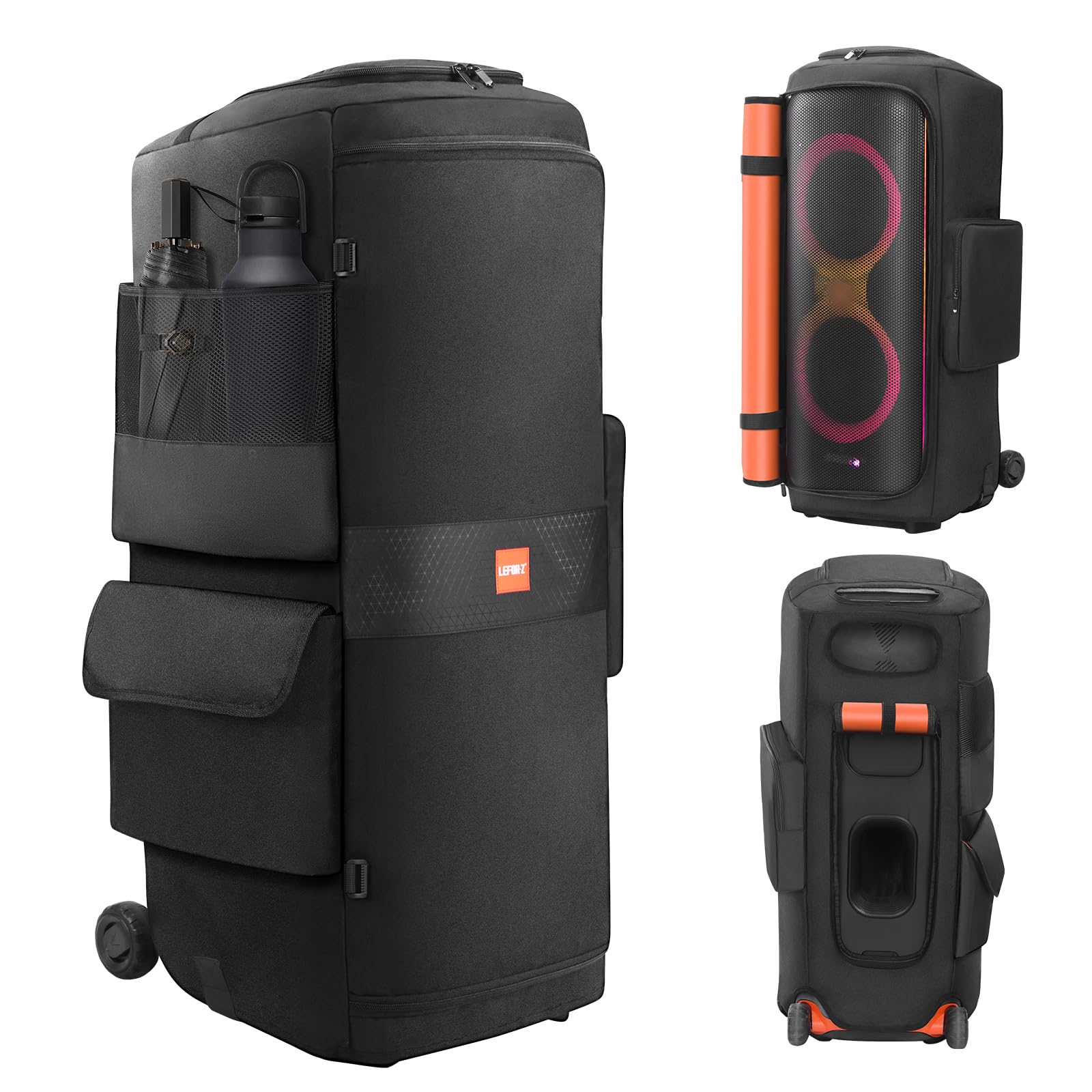LEFOR·Z Speaker Case Compatible with JBL PartyBox 710,Portable Speaker Dust Cover Storage Bag Fits for JBL PartyBox 710 for Outdoor Travel,Black Orange,Cover Only