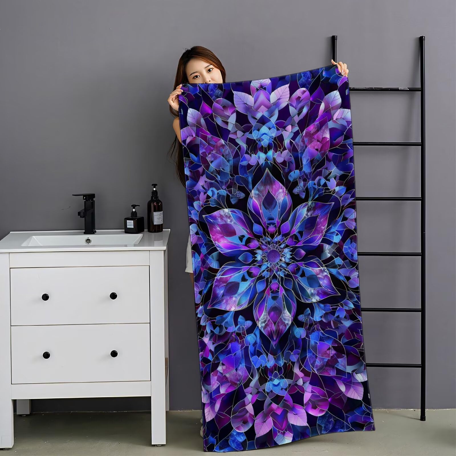 Toalla Playa XXL 100x200cm Mandala，Toalla Microfibra 2 Pack Púrpura Secado Rápido y Antiarena，Absorbente，Ligera Fina Compacta，Aplicable a Playa，Baño，Piscina，Gimnasio，Viajes YJ-708