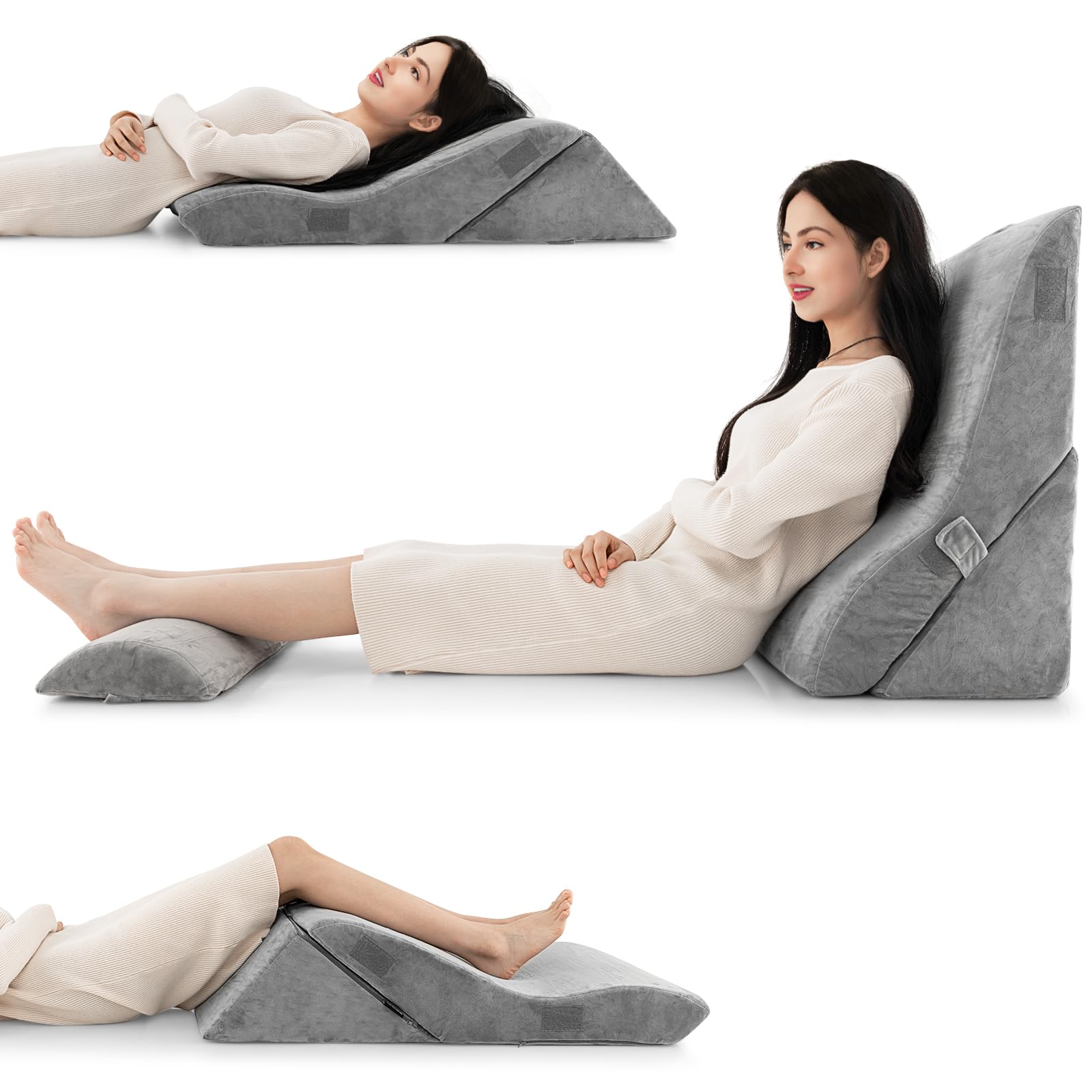 LIFEZEAL Ergonomisch wigkussen voor bed en bank, zacht leeskussen met handgreep, ideaal rugkussen bij het spelen en televisie, orthopedische rugleuning met wasbare overtrek LIFEZEAL Ergonomisch wigkussen voor bed en bank, zacht leeskussen met handgreep, ideaal rugkussen bij het spelen en televisie, orthopedische rugleuning met wasbare overtrek