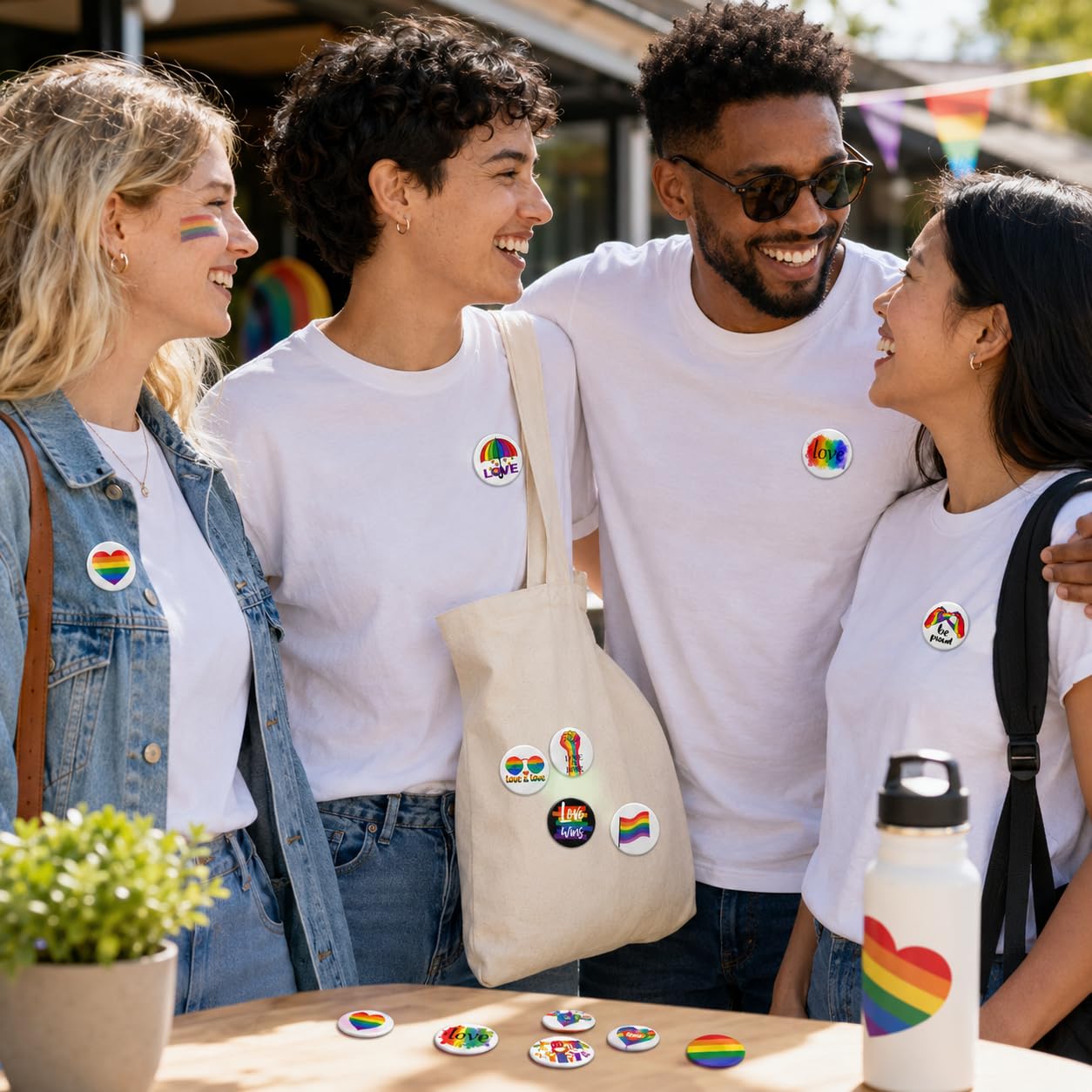 Insignias LGBTQ 16 Piezas 44MM, Pines Acero Inoxidable Puño Arcoíris, Set Broches Pride para Ropa